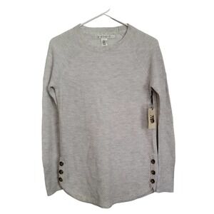 Max Studio Crewneck Knit Sweater w/ Side Buttons- Size XS